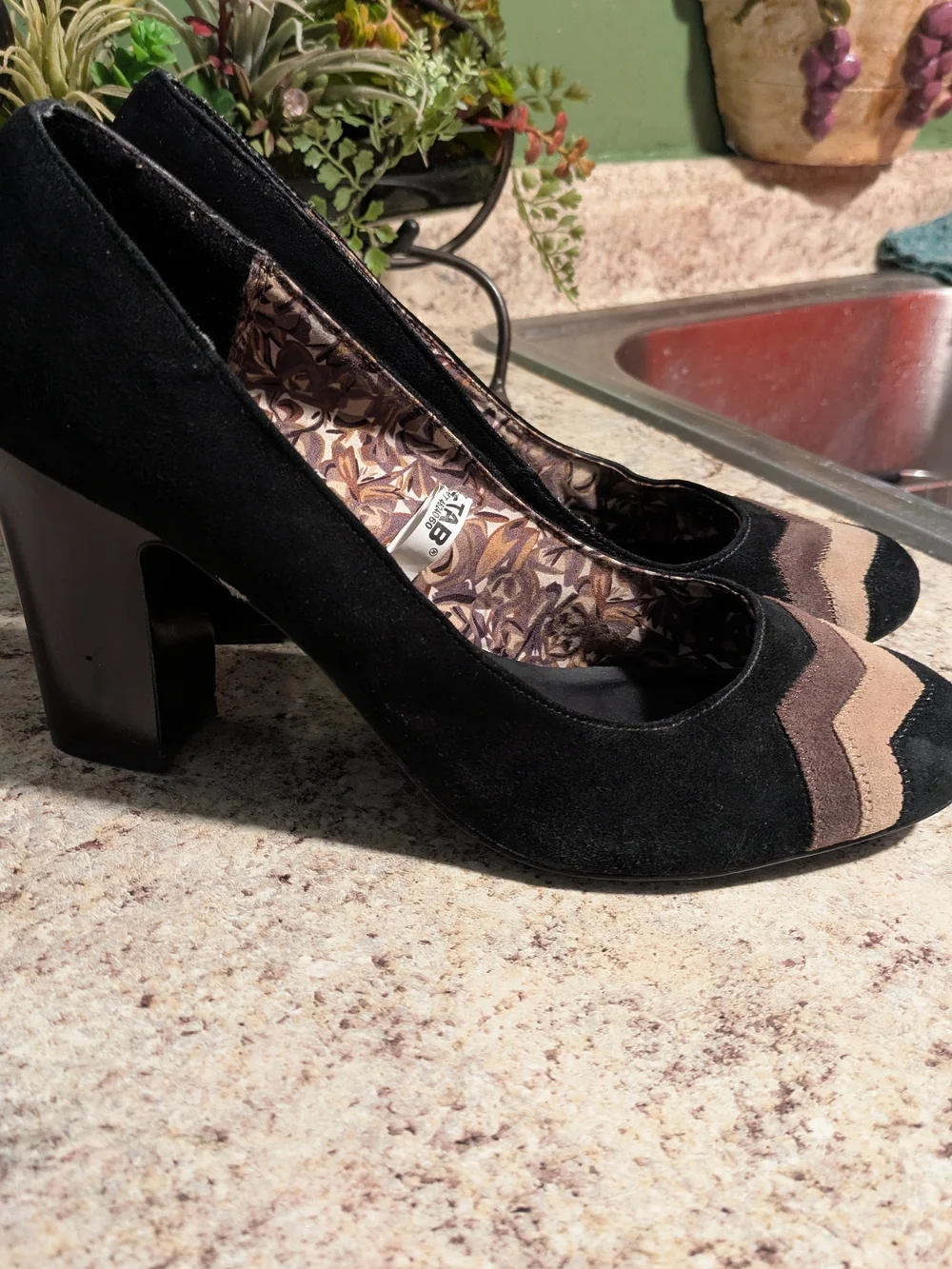 Missoni For Target Black Suede Pumps with Neutral Chevron Toe Accents